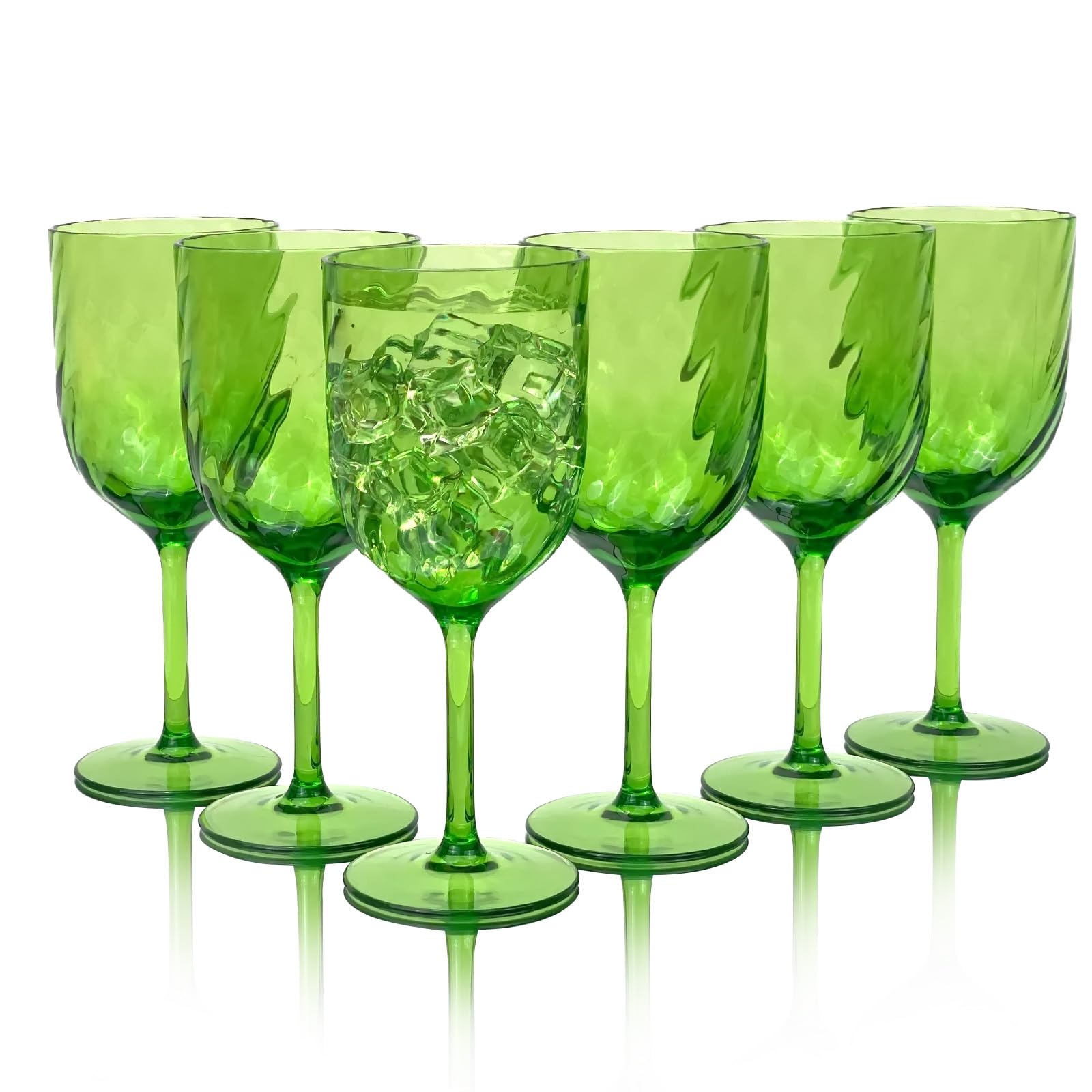 Yanglonghui 15 Ounce Plastic Wine Glasses Set of 6,Unbreakable Acrylic Wine Glasses,Reusable Colored Plastic Goblets Stackable,Dishwasher Safe Bpa Free Ideal for Parties (Green, 15 Ounce)