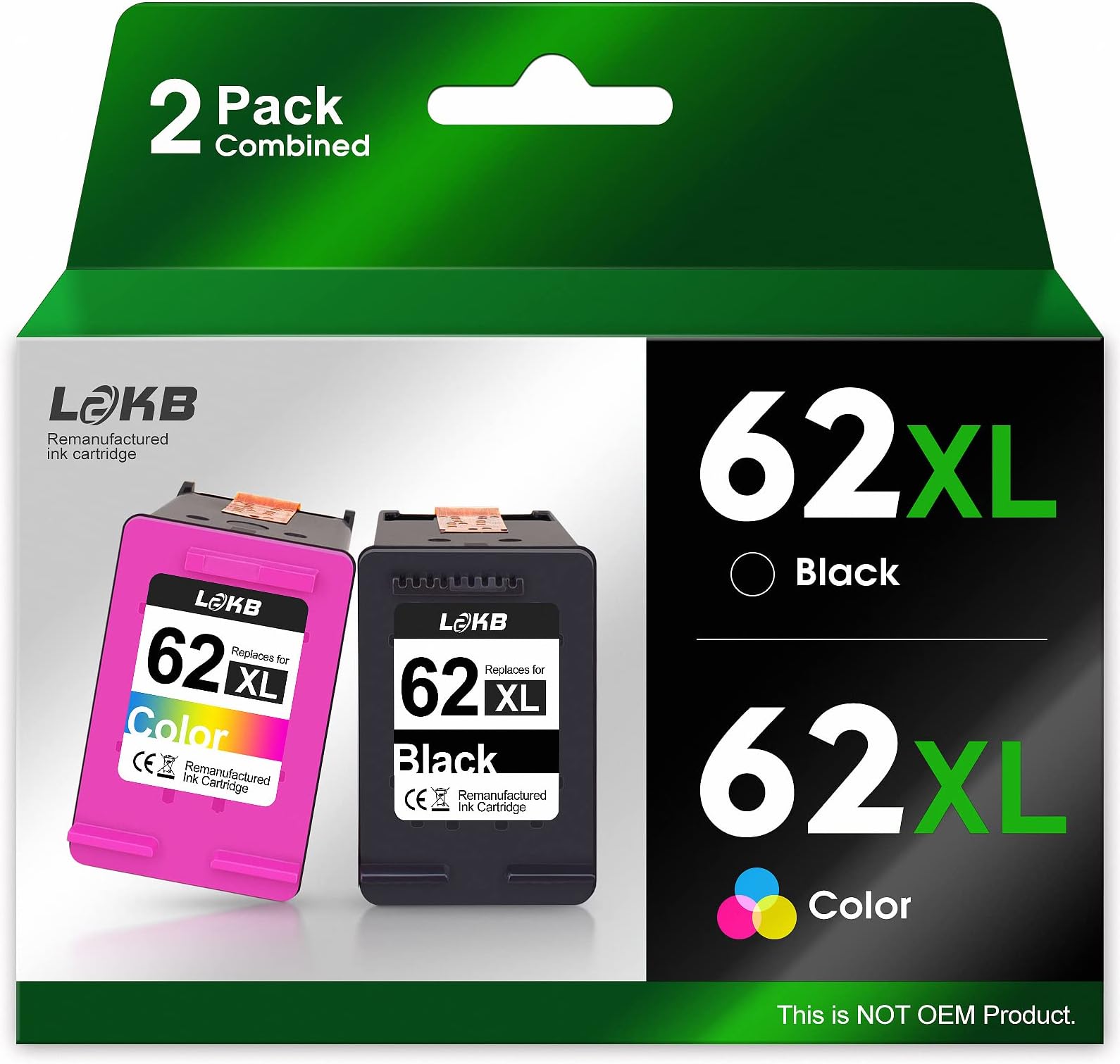 62XL Ink Cartridge Combo Pack Compatible for HP Ink 62 HP