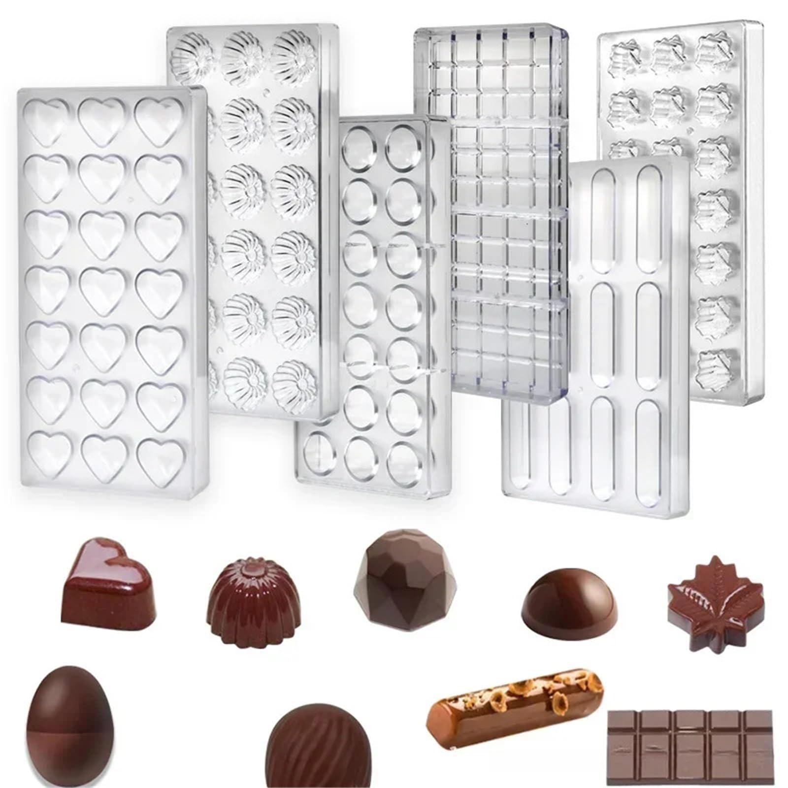 1/6 moldes 3D for chocolate, esferas, diamantes y barras de Herramientas profesionales for repostería pastelería Para Repostería Y Postres(Clear08)