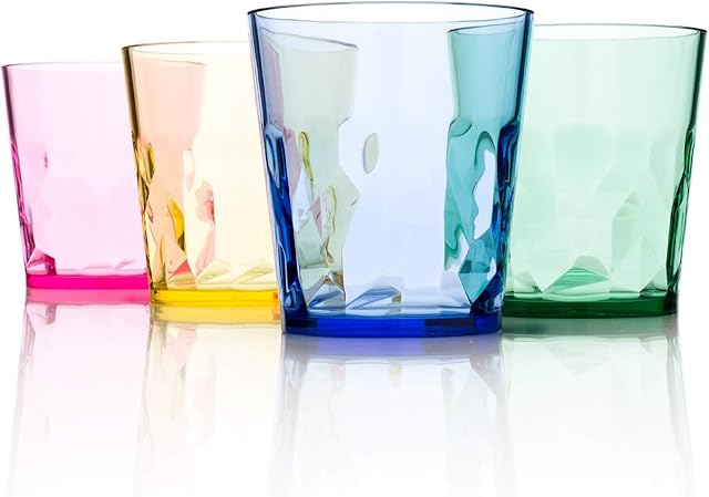 SCANDINOVIA - 250ml Unbreakable Premium Drinking / Water Glasses - Set of 4 - Tritan Plastic Tumbler Cups - Perfect for Gifts - BPA Free - Dishwasher Safe - Stackable