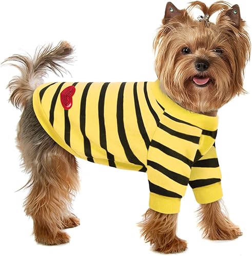 Preferhouse Camiseta a rayas para perros y gatos, chaleco de algodón para primavera, verano, para mascotas, adecuada para mascotas pequeñas y