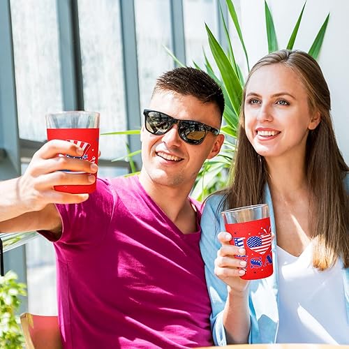 Miniatura 5 de 15 fundas para enfriar latas de 12 onzas, 4 de julio, patrióticas con bandera de Estados Unidos, fundas para latas seltzer de cerveza roja, azul,