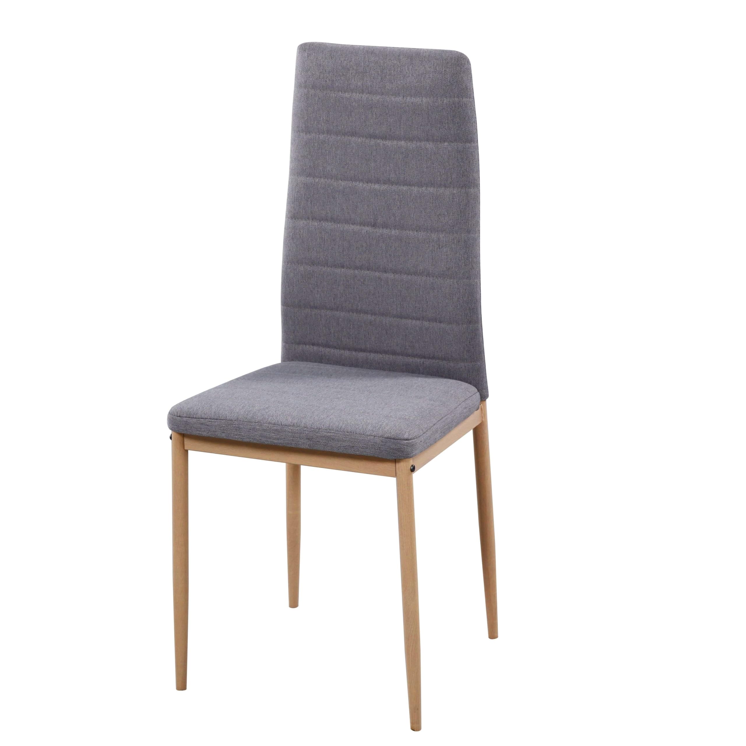 Miroytengo Pack 2 Sillas Comedor Cocina Salon Estilo Moderno Tela Color Gris Patas Metal Efecto Madera 98x42x48 cm