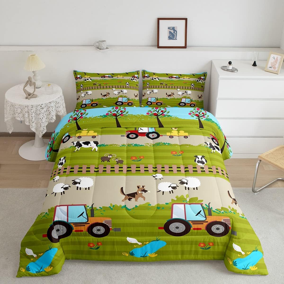 Feelyou Tractor Bedding Sets for Boys Twin Size, Toddler Kids Cute