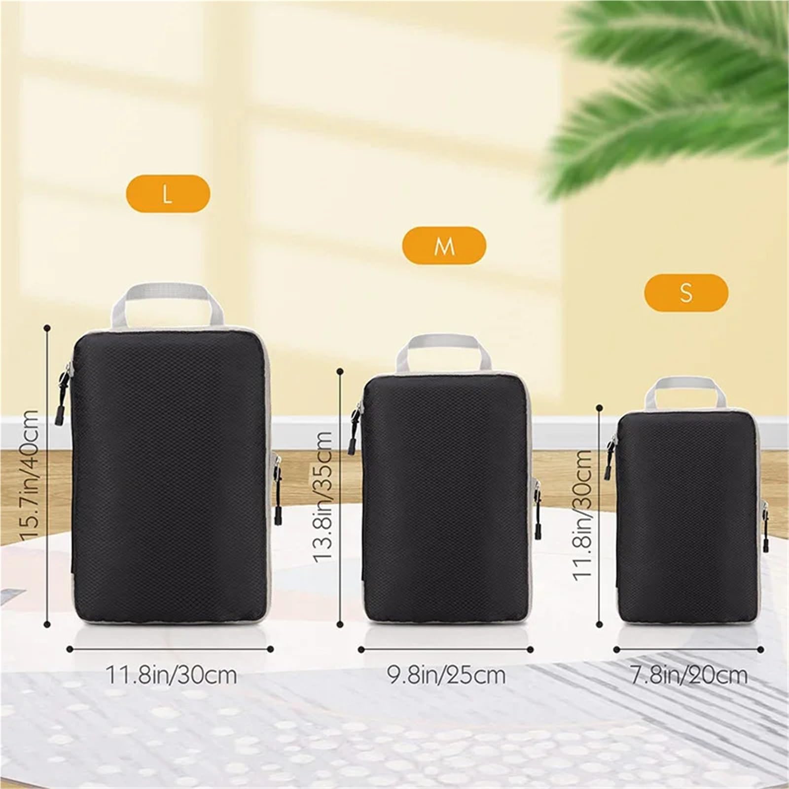 Cubi da viaggio comprimibili, pieghevoli, impermeabili, borsa in nylon portatile con organizer for bagagli Organizer per valigie(Grey)