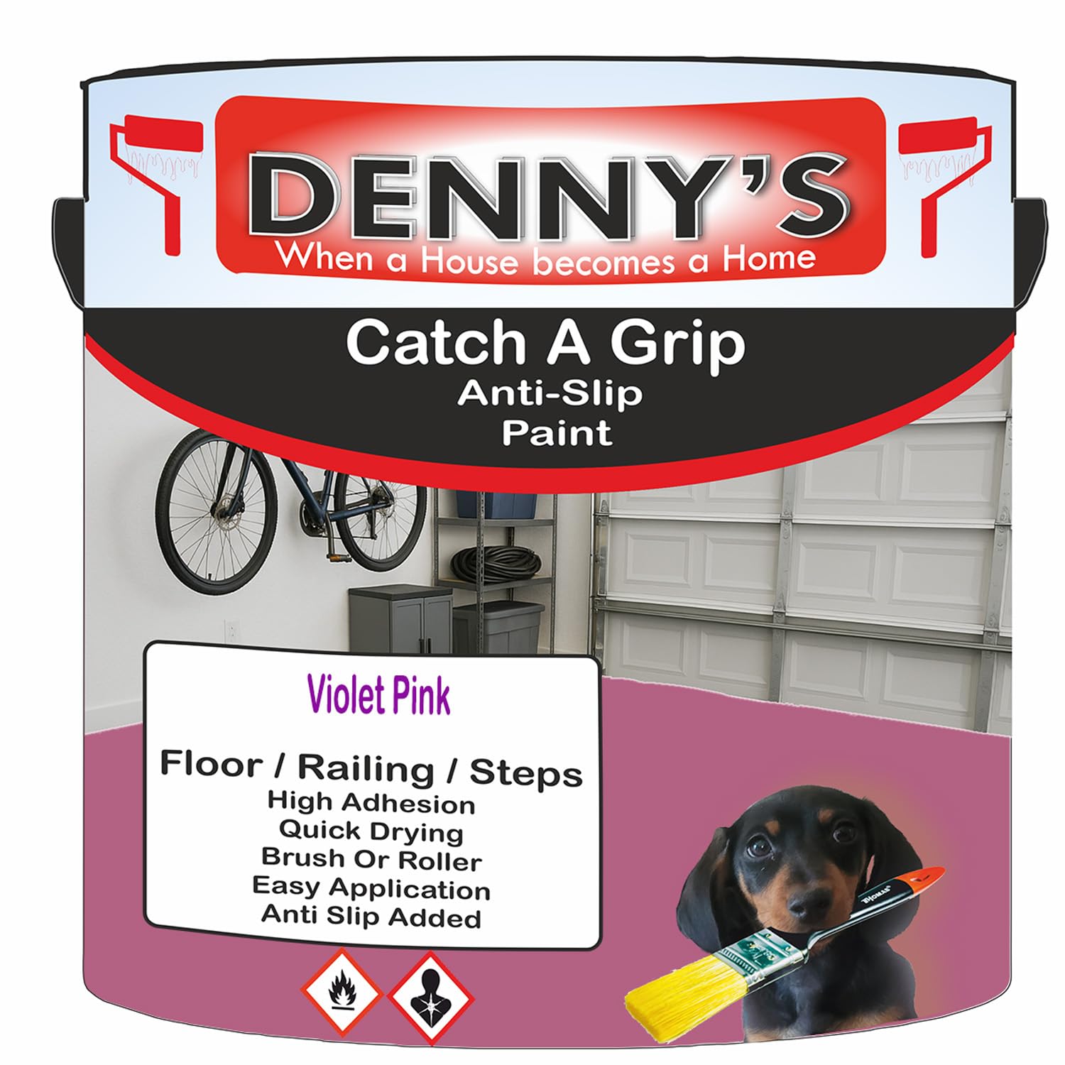 SCOOBYS PAINTS BACK IN THE MIX Catch A Grip Anti Slip Floor Paint – Non Slip Coating for Steps, Railings & Garages – 170 Colours, High Adhesion, Quick Dry, Multiple Sizes (Violet Pink, 2.5 Litre Tin)