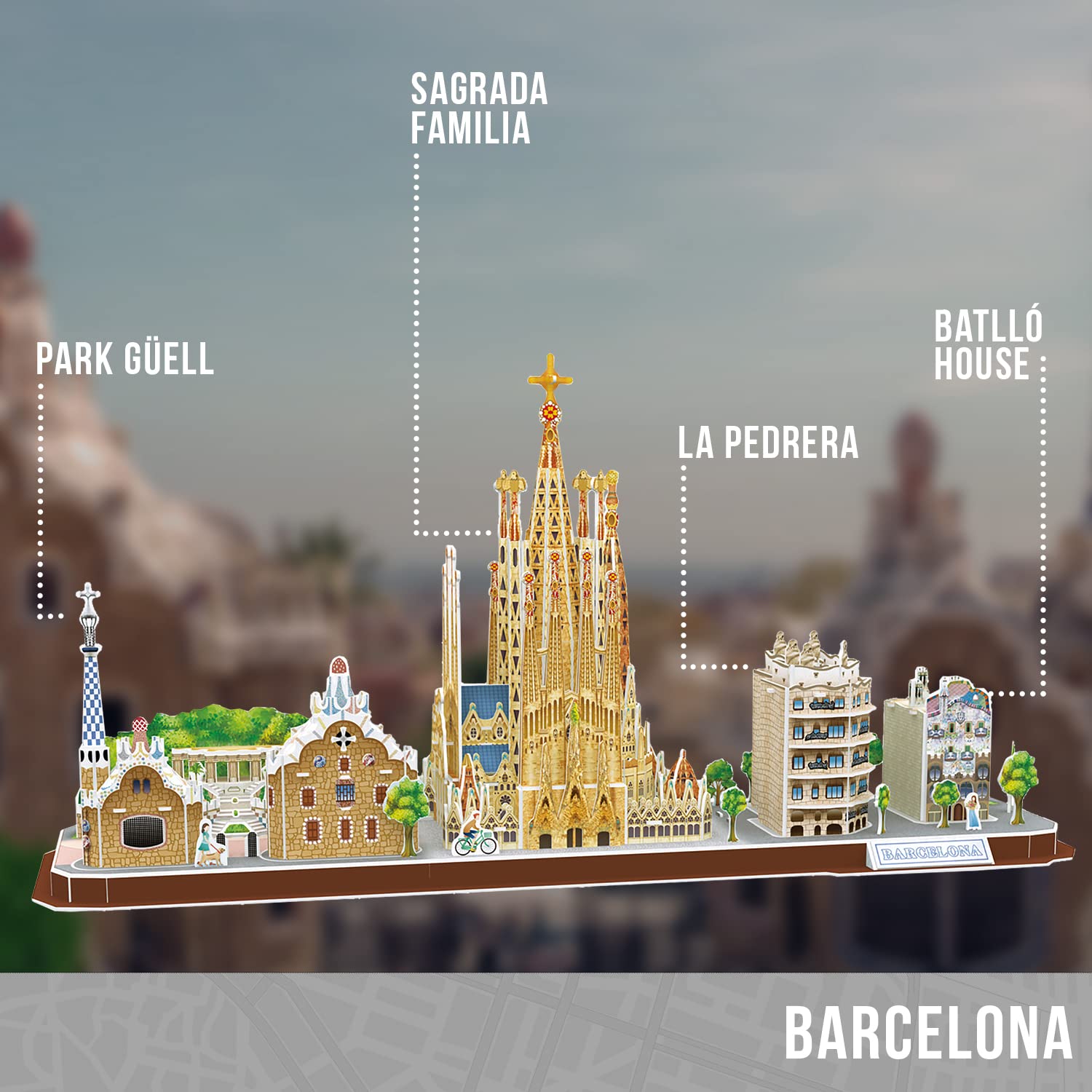 Puzzle 3D - Barcelona Cityline | Puzzle 3D Niños Y Adultos | Maquetas para Montar Y Construir | Puzzles 3D | Maquetas para Construir Adultos Y Niños | 186 Piezas | Regalo Niño 8 Años