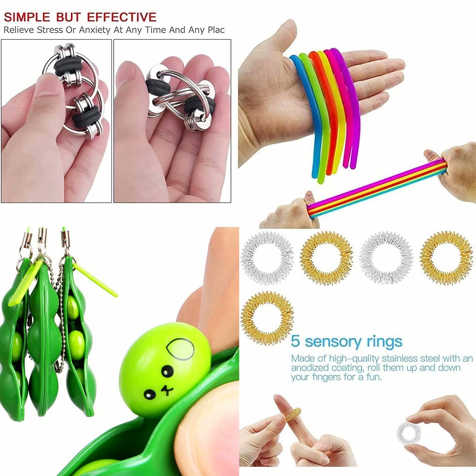 Stress Relief Fidget Toy Pack, Sensory Fidget Toys Pack with Push Pop