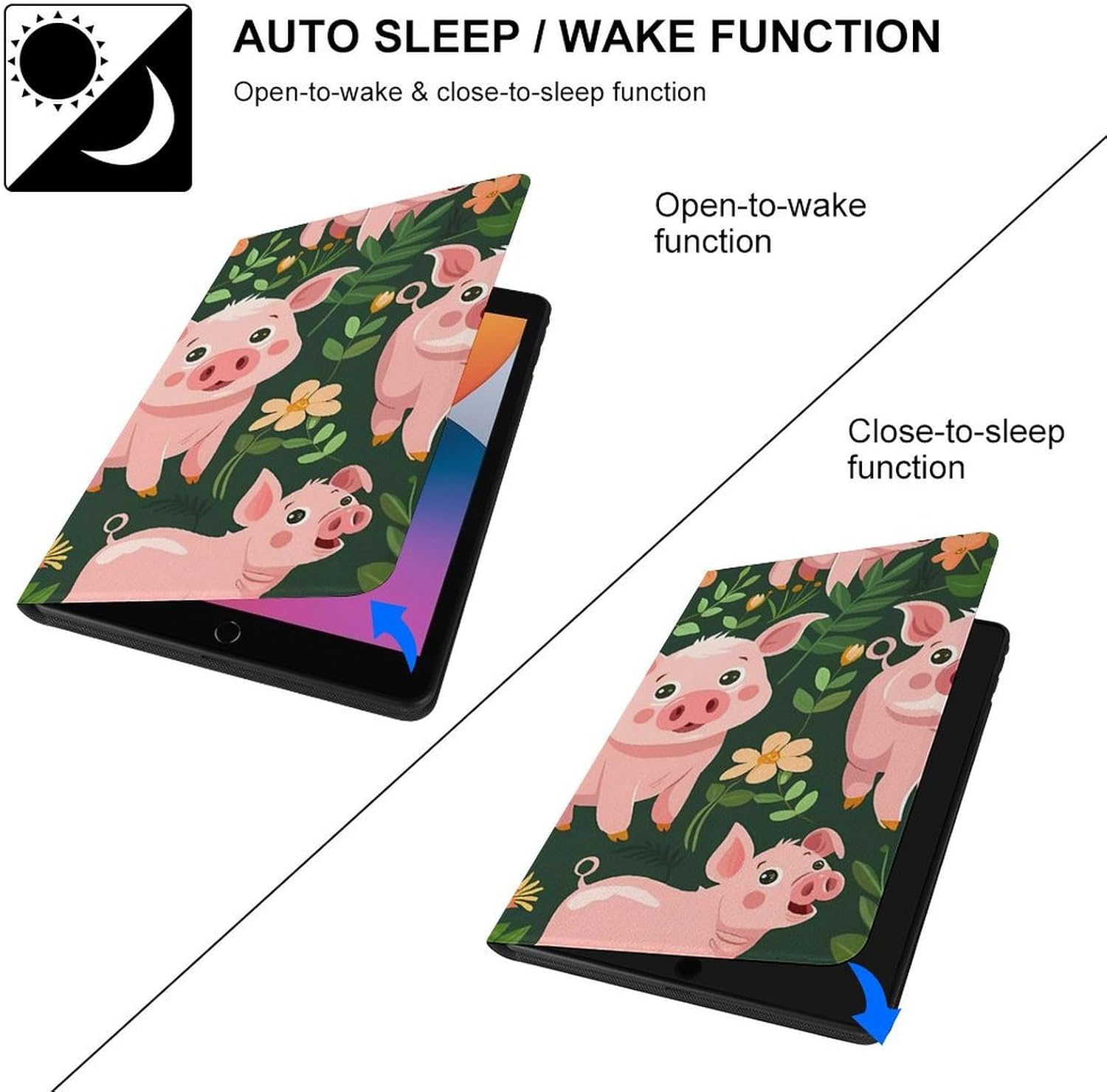 Cute Pigs with Herbs Printed Case Trifold Stand Protective Cover Compatible with ipad 2019/2020/2021(10.2in)