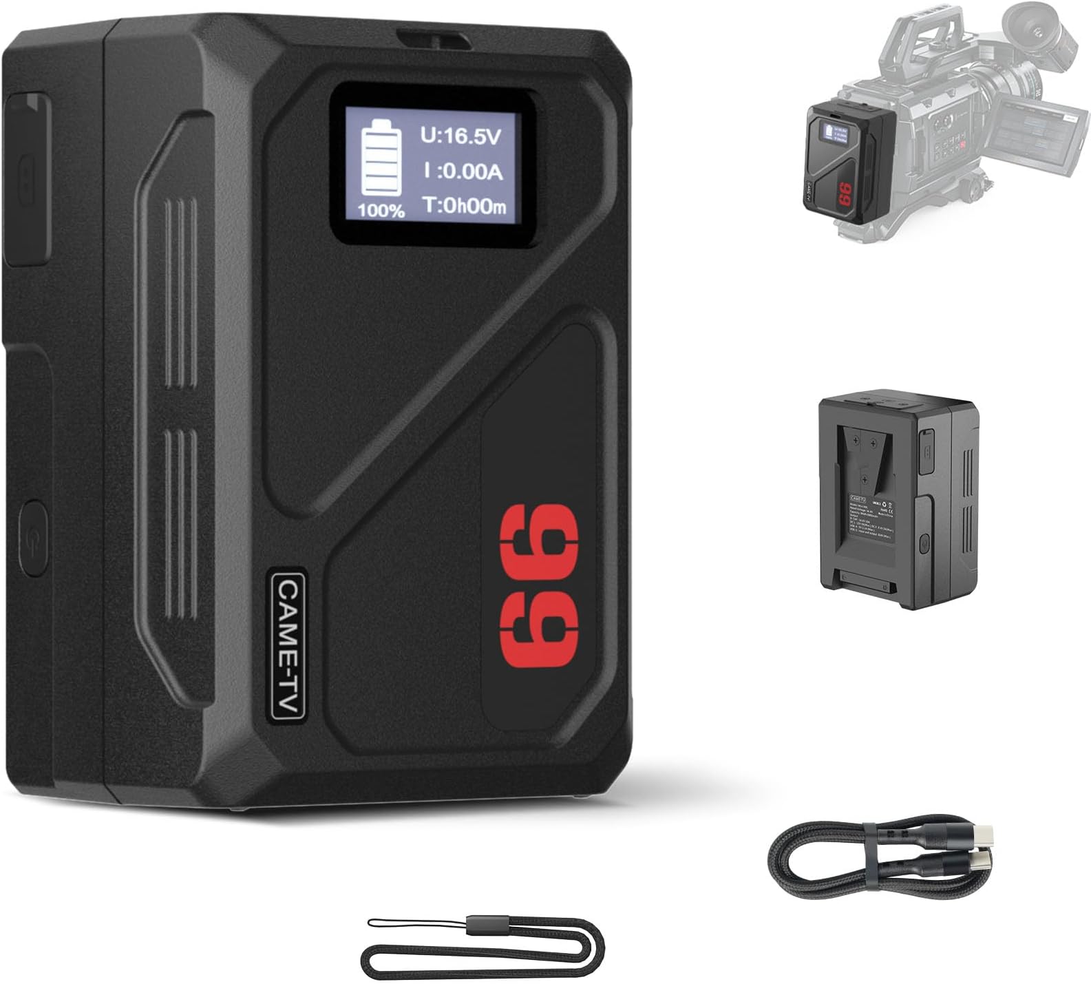 Came-TV MINI50C V-Mount-Akku 3450 MAh 50 Wh 14.4 V, V-Lock Akku Unterstützt 45 W PD USB-C Schnellladung 1 Stunde Mit D Tap/USB A/12 V DC/8.4 V DC/BP/OLED Display Für Kamera, Camcorder, Monitor,Drohnen - View #6