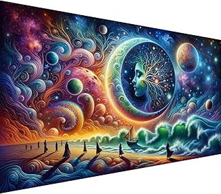mrpwnle 5D Diamond Painting Kits for Adults, DIY Large Size Moon Diamond Art Kits for Adults, Abstract Landscape Full Drill Gem Art Kits for Home Wall Decor Gifts 27.5 X 15.7 Inch