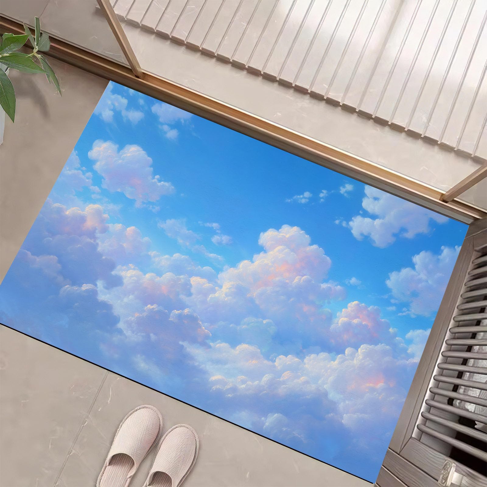 Felpudo interior para puerta de casa ideal para balcón o jardín estilo anime azul