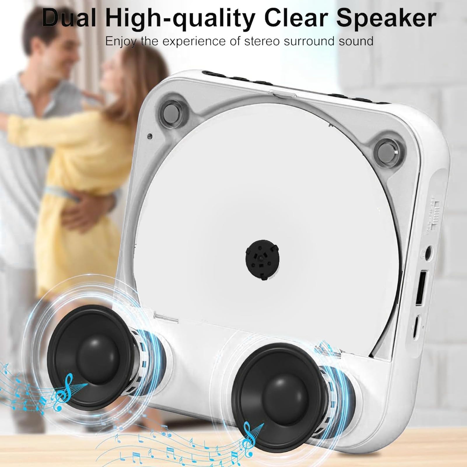 Lettore CD Bluetooth portatile ad alta fedeltà suono per pendolari domestici compatto leggero con batteria agli ioni di litio 2000mAh
