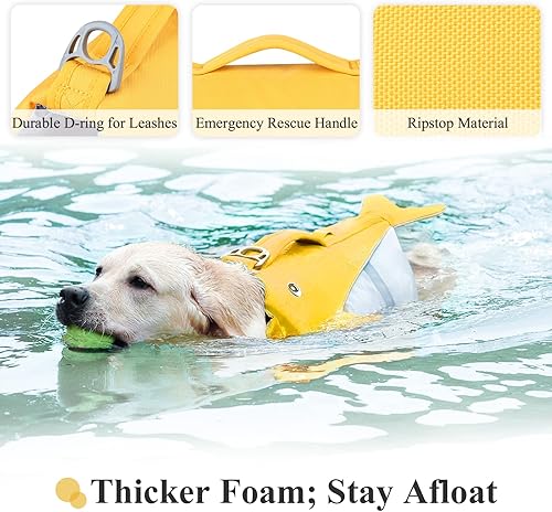 Miniatura 9 de Vivaglory - Chaleco salvavidas para perros pequeños, chaleco de natación para perros con flotabilidad superior y mango de rescate, rosa, talla S