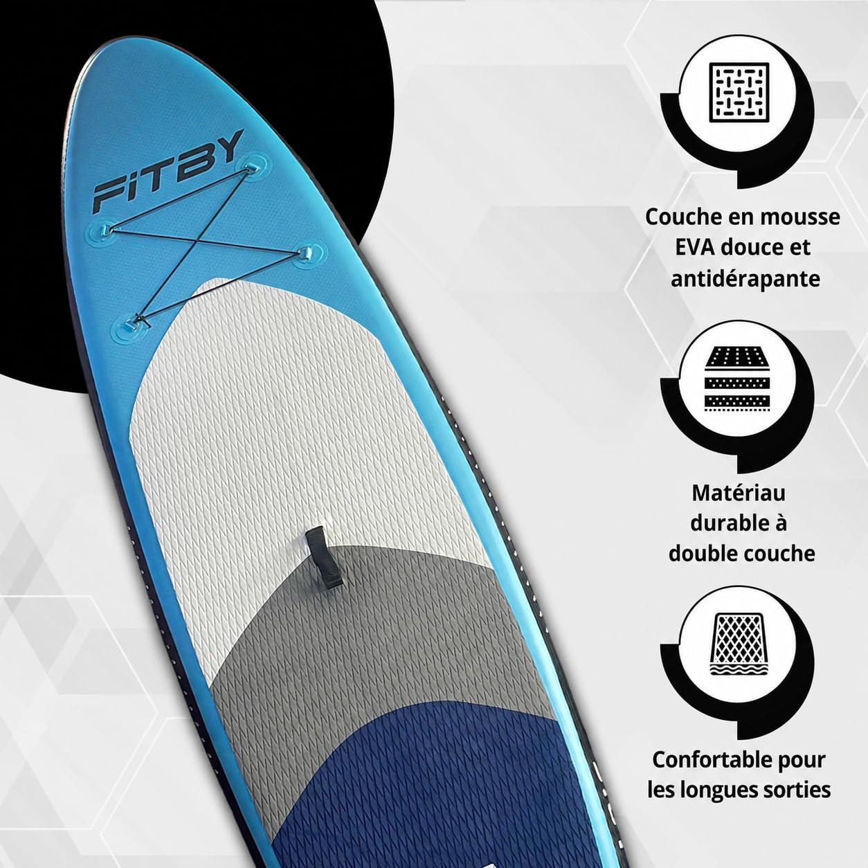 Planche de Stand up Paddle Gonflable 310 cm PVC Léger pour Tous Niveaux