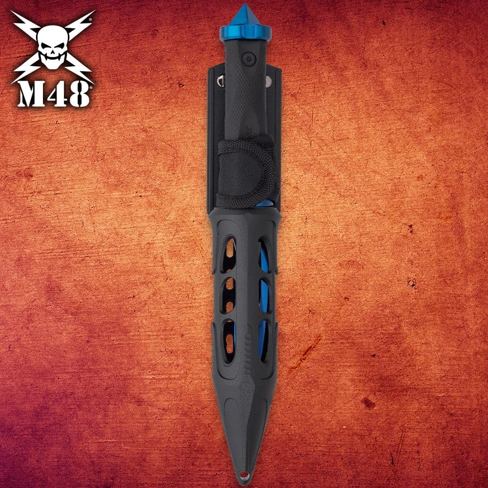 M48 Cyclone Boot Knife | 5 3/4” Stainless Steel Blade | 10 1/2" Overall | Vortec Sheath Included (Blue)