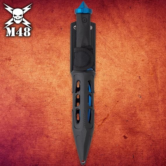 M48 Cyclone Boot Knife | 5 3/4 Stainless Steel Blade | 10 1/2 Overall | Vortec Sheath Included (Blue)