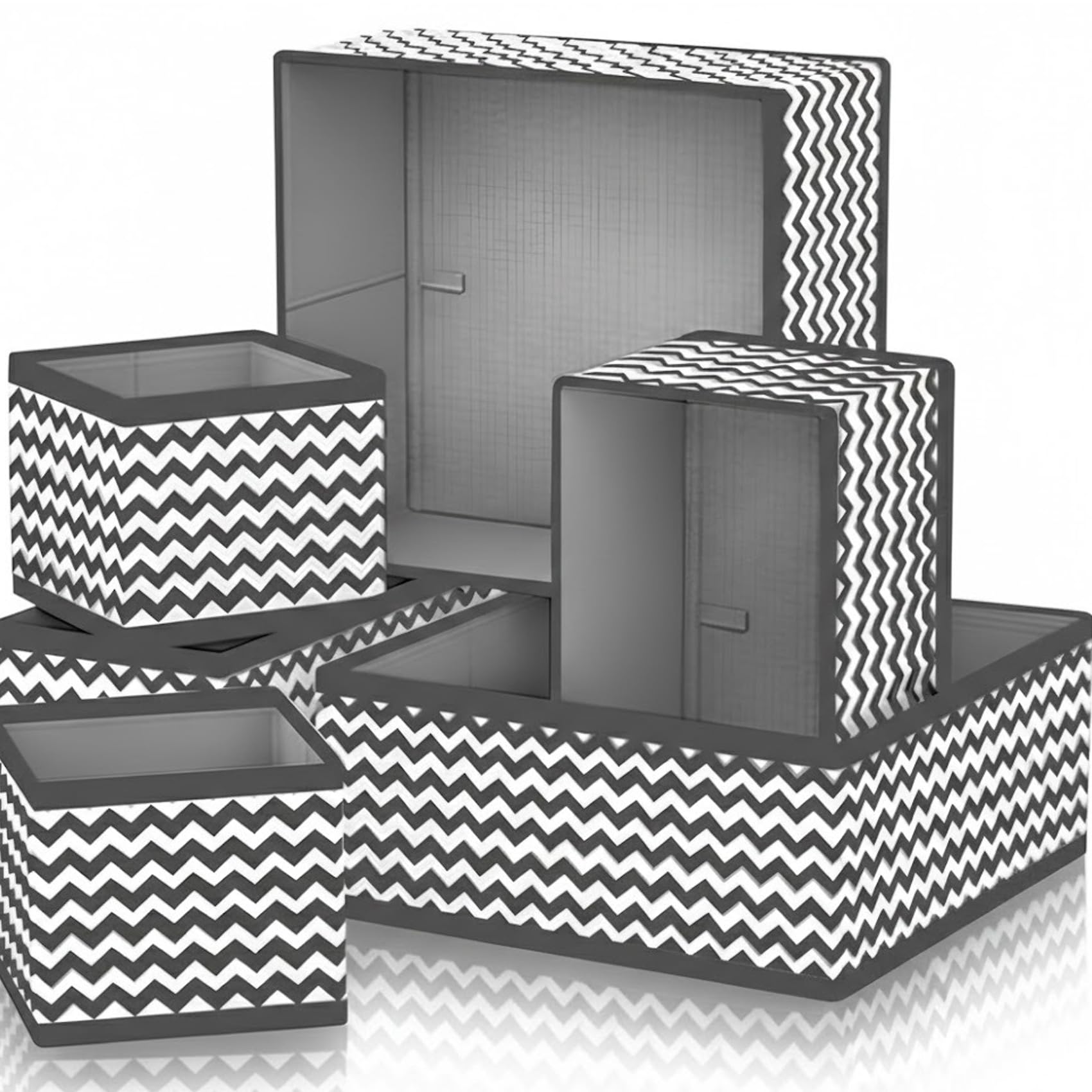 PulGos 6pcs Foldable Drawer Organizer for Home | Closet Storage Bins | Fabric Basket Boxes for Clothes, Wardrobe, Almirah & Cupboard | Undergarments & Accessories | Sturdy Fabric Organiser Set