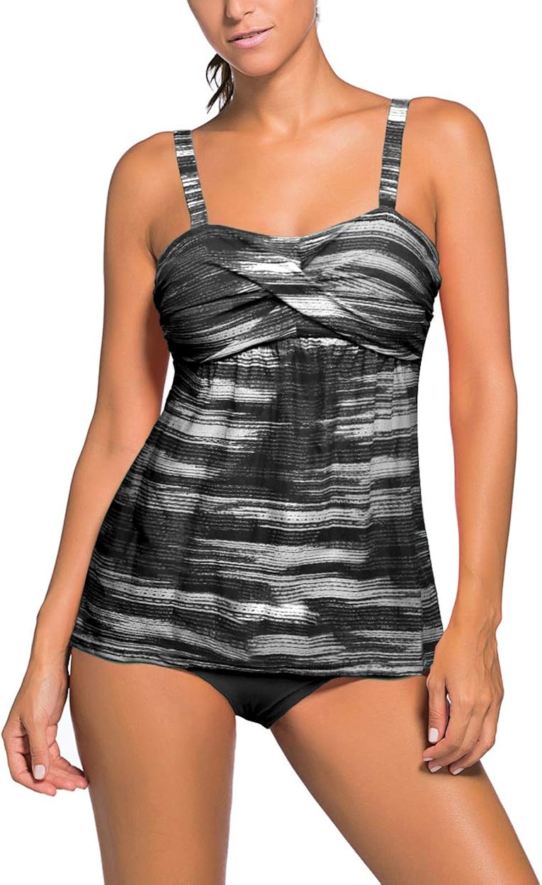 Bsubseach Maillot de bain 2 pièces Tankini avec slip pour femme (S3XL