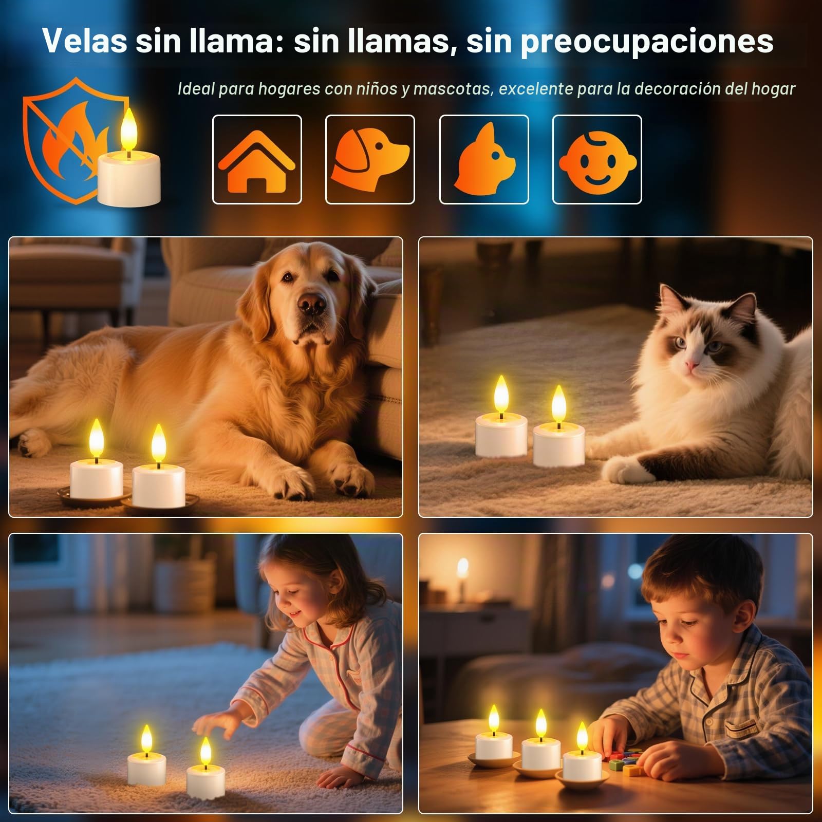 PChero Velas LED Efecto Llama, 12pcs Kit Velas de Te Luces LED con Pilas Blancas Pequeñas Velas Electricas Flotantes Decorativas para Navidad Halloween Exterior Balcon Fiesta Decoración Habitacion