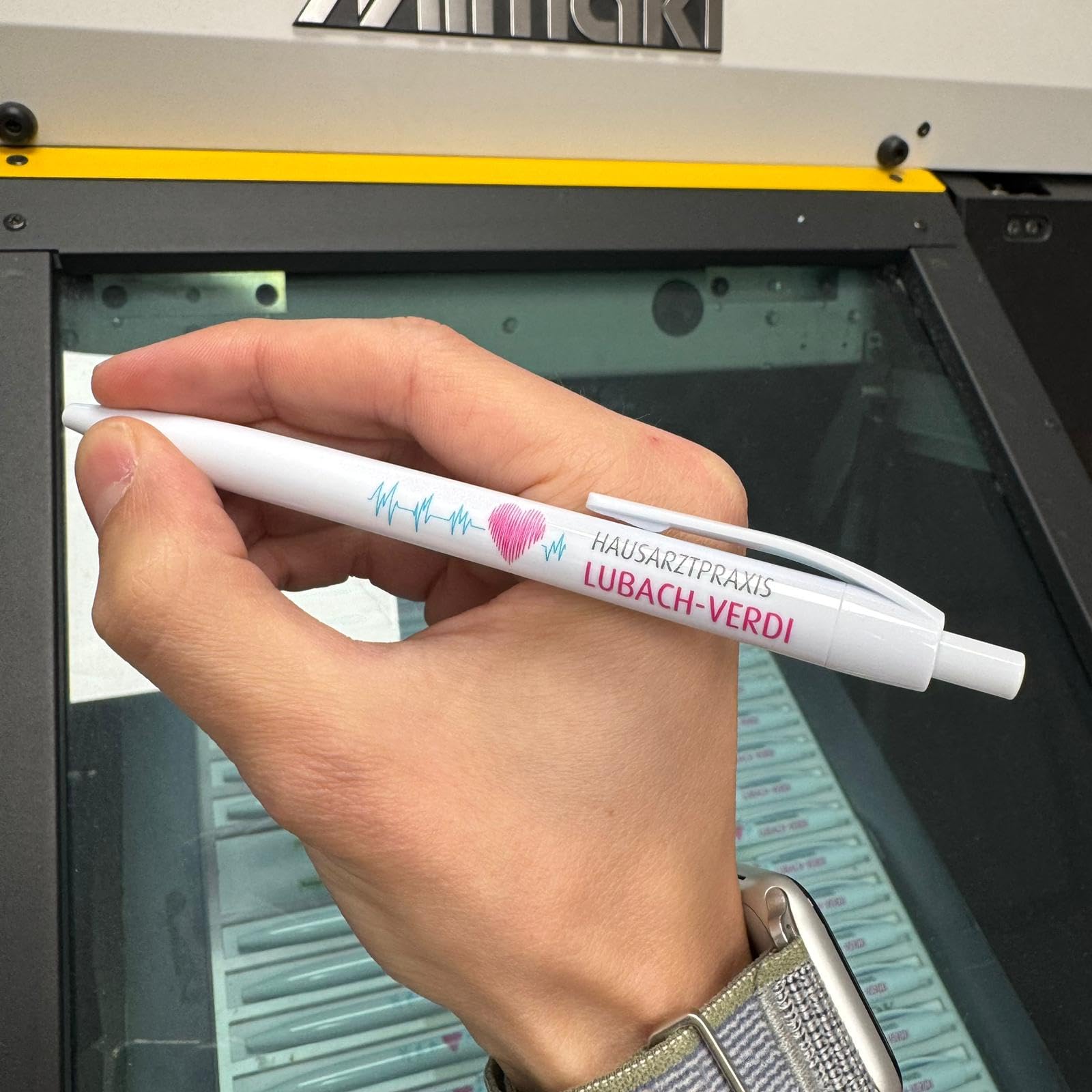 Generisch 100x Personalisierte Kugelschreiber mit Logo & Text Hochwertiger UV Druck Vollfarbig Werbekugelschreiber für Firmen Events & Geschenke (Weiß)