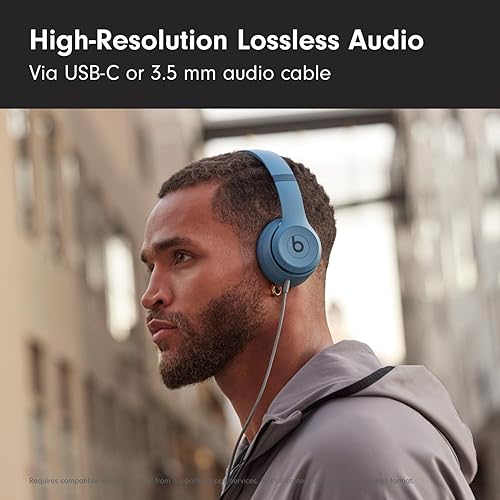 Vista 7 de Beats Solo 4 Audífonos inalámbricos Bluetooth en la oreja, batería de hasta 50 horas, comodidad ultraligera, sonido potente y equilibrado, Azul
