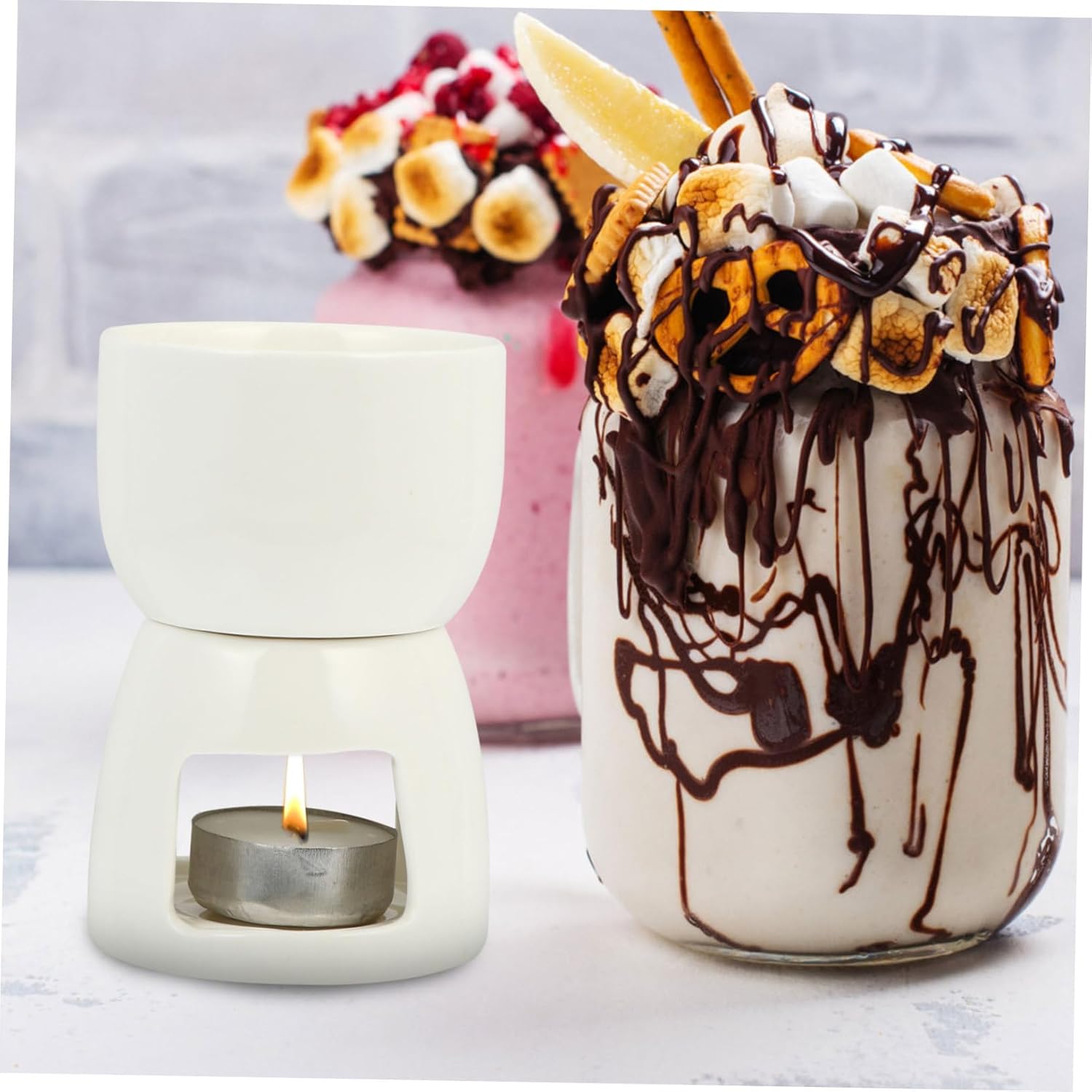 Baking Heating Pot Ceramic Fondue Pot Cheese Fondue Chocolate Warmer Butter Warmer Home Hot