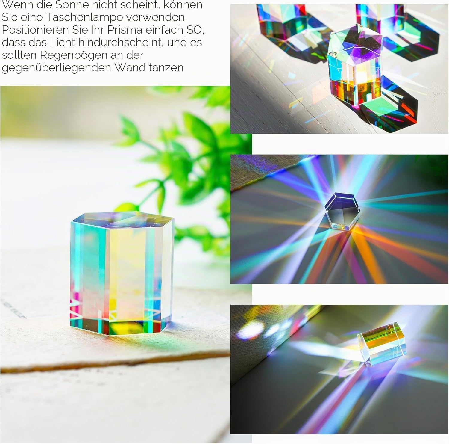 HDCRYSTALGIFTS 1,2-Zoll-RGB-Dispersionsprisma aus optischem Glas „X-Cube“ für den Physikunterricht – Regenbogenprisma, Kristallwürfel, Prisma, Requisiten für die Fotografie