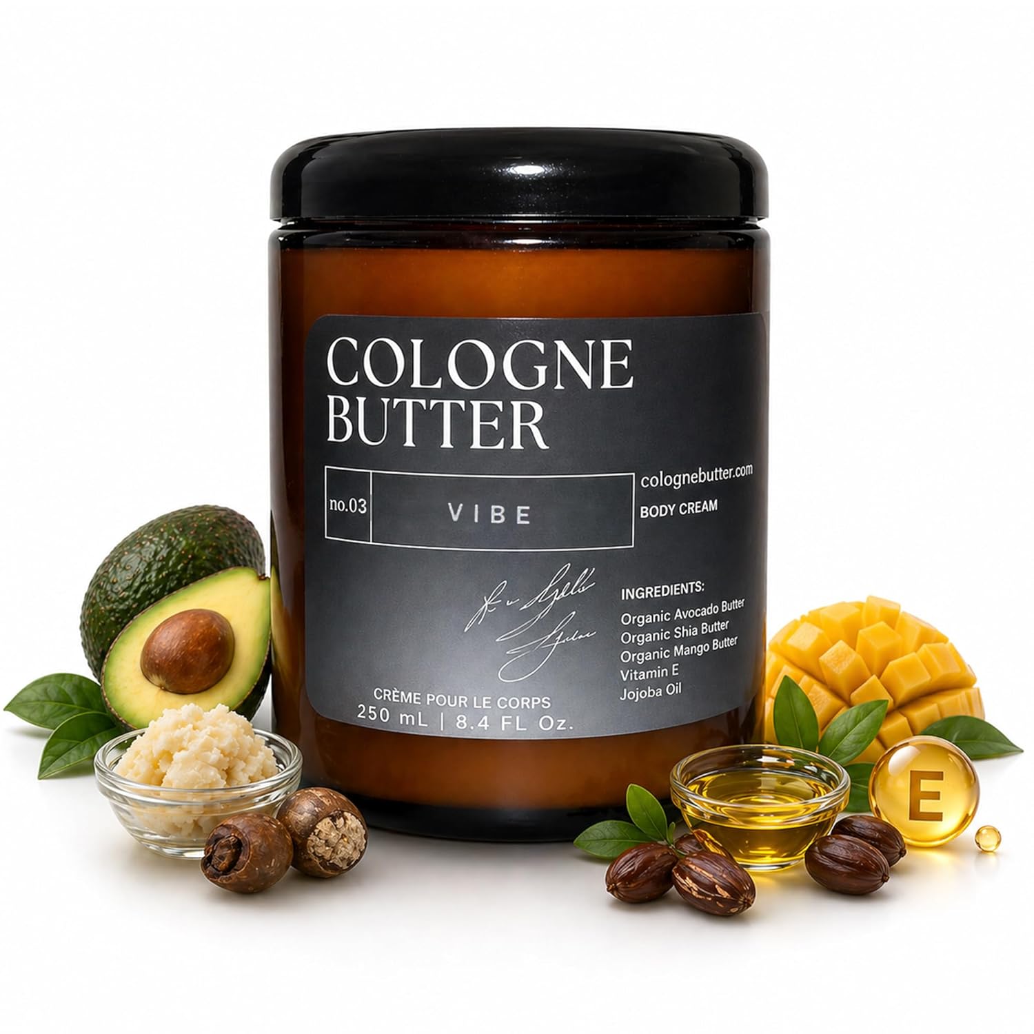 8.4 Fl. oz Perfume Butter – ELEVATION | Organic Cologne for Men & Women | Elegant Blend of White Gardenia, Jasmine Absolute, Frangipani, Mandarin, Red Berries, Maltouh & Brown Sugar | Clear Glass Jar
