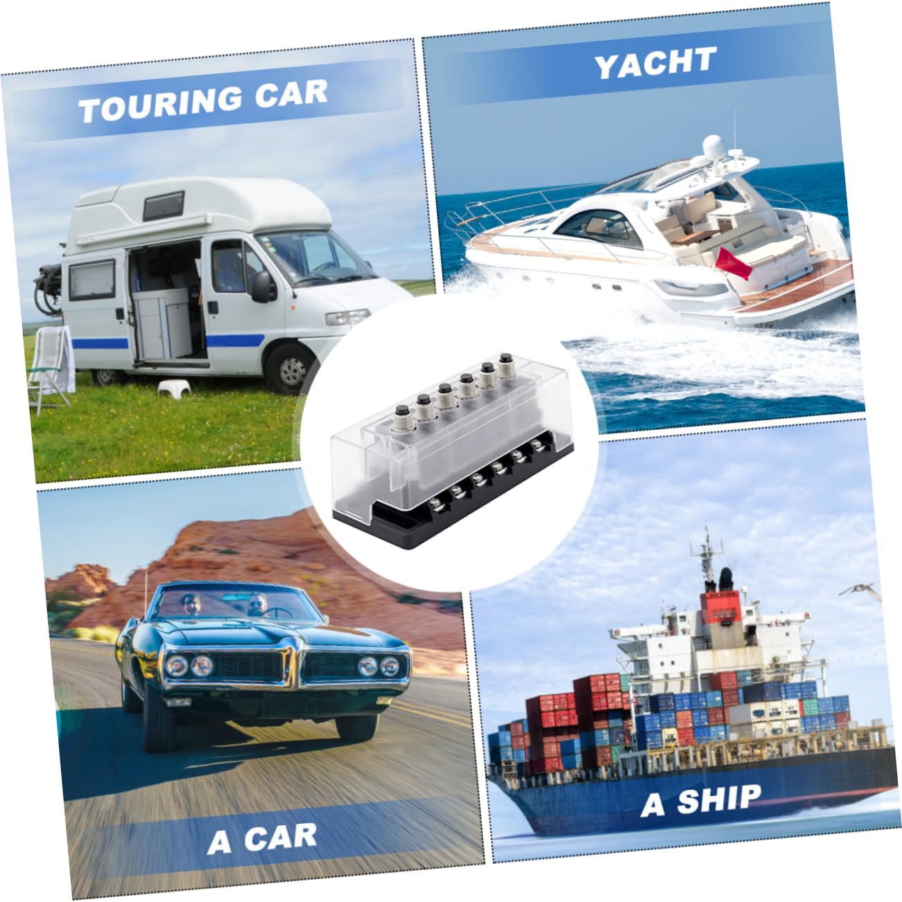 1set Circuit Breaker Block Position Overload Protection Box for Cars Rvs and Boats Main Line and Branch Breakers Shell and Insulation