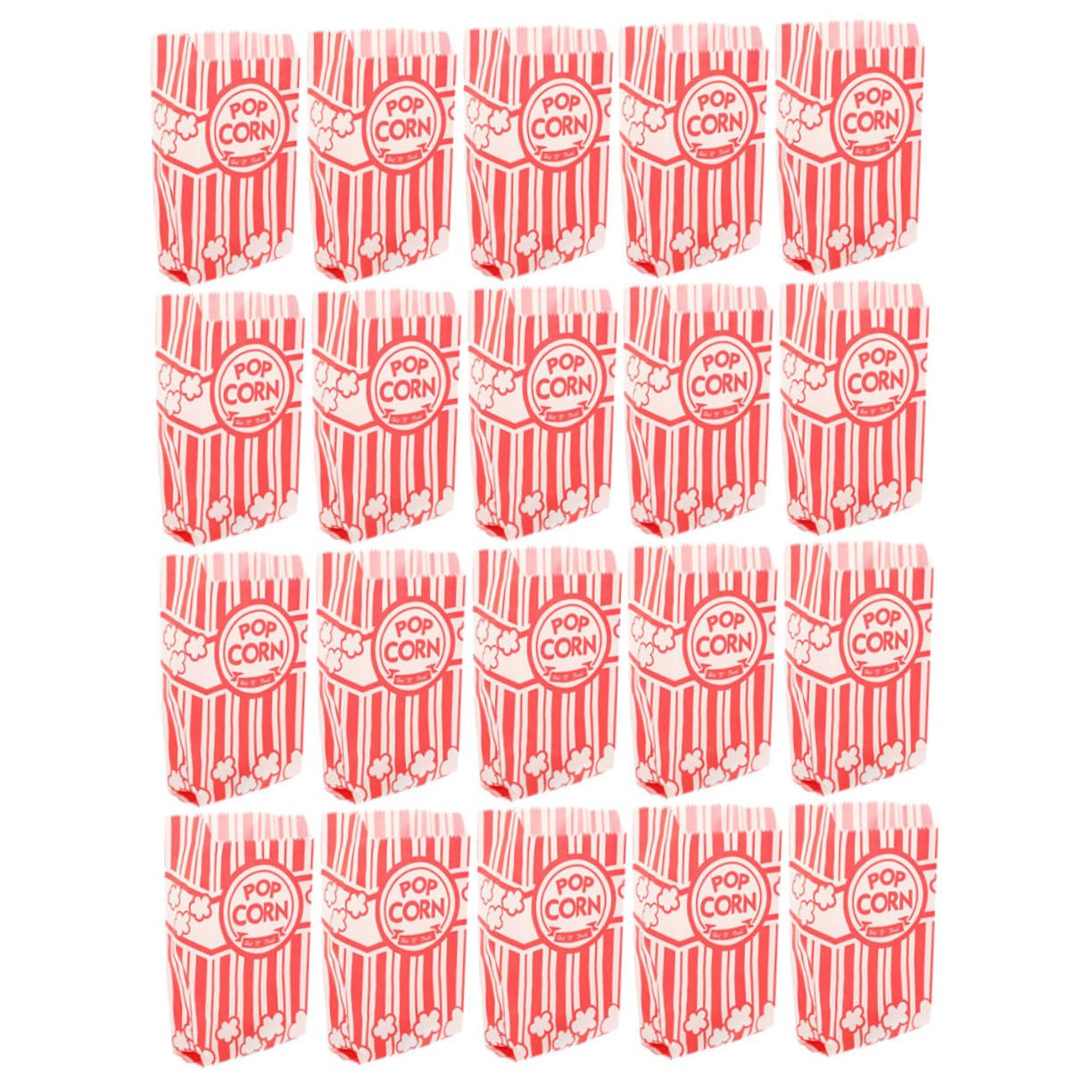Amosfun 20Pcs Grease Resistant Paper Popcorn Bags for Parties Snack Holders Bulk Popcorn Packaging for Birthdays Events