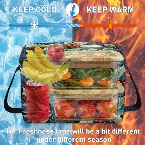 Miniatura 6 de Winter Christmas Pattern Design Insulated Lunch Bag Women Reusable Lunch Tote Square Meal Bag for Adults Men Cooler Lunch Box for Work Travel Picnic