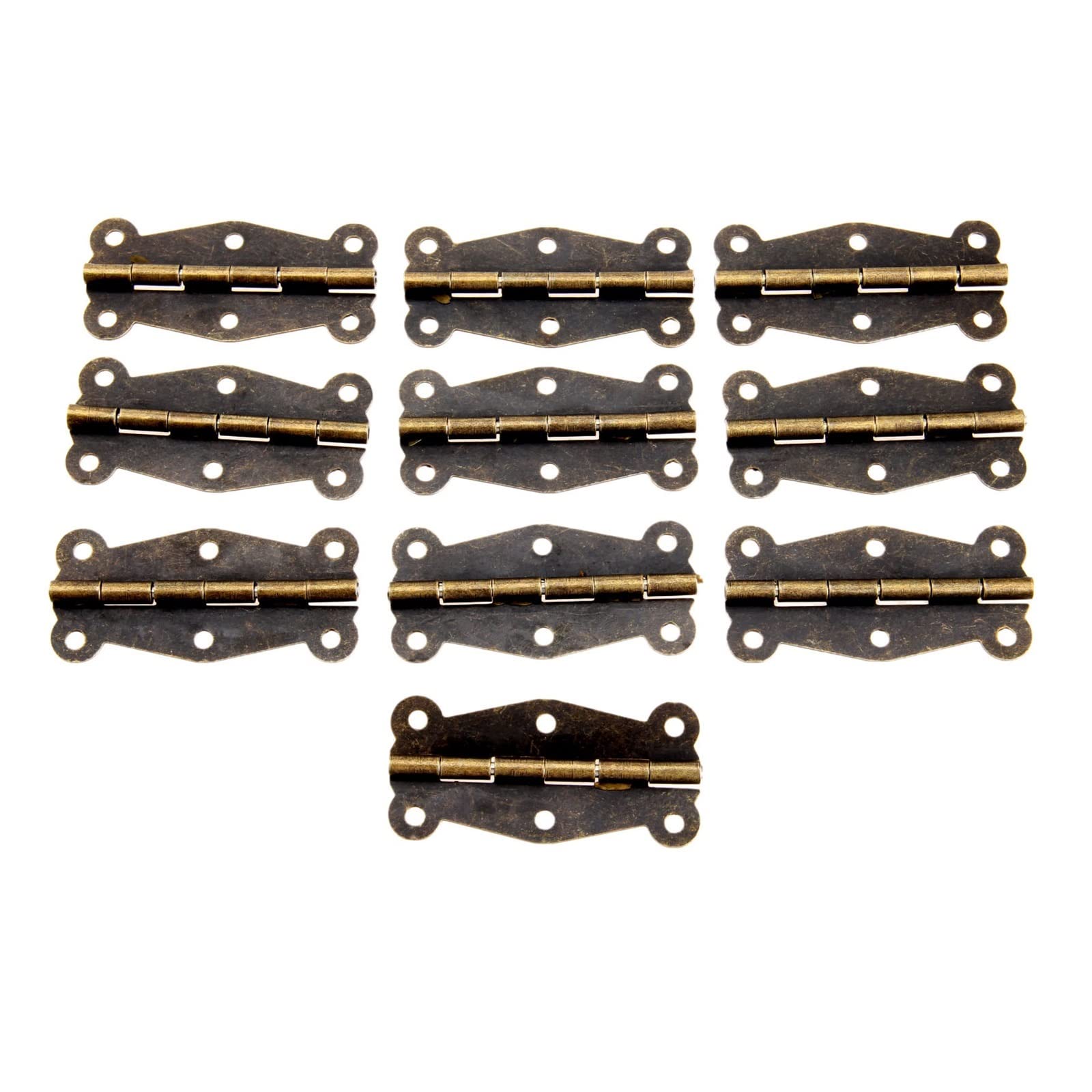 10Pcs Antique Bronze Cabinet Hinges Furniture Fittings Small Wooden Gift Box Hinge Fitting for Hardware+Srews 51x24mm for Box