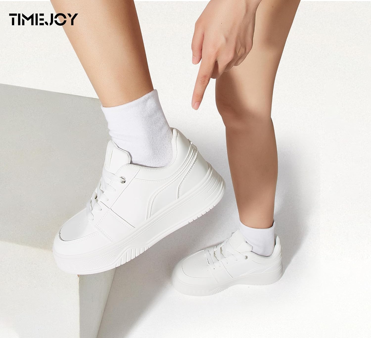 TIMEJOY Women's Chunky Platform Sneakers Fashion Classic Tennis Shoes Lace-Up Non-Slip for Casual Walking & Light Sports - Image 2