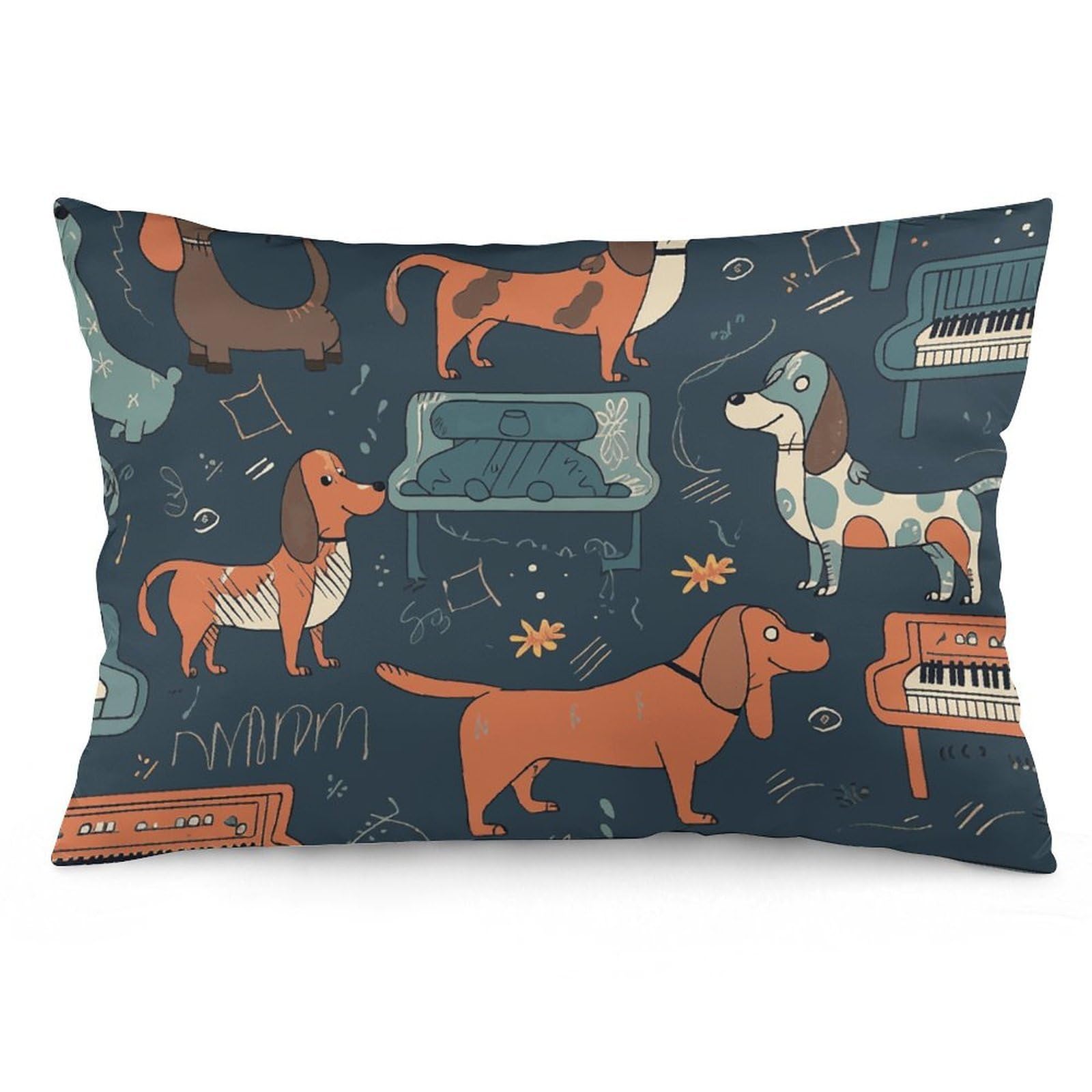 NTVOWPZO 2 Pack Decoration Throw Pillow Covers 20"x30" Pillowcases Covers Dachshund and Piano Pillowcases Modern Farmhouse Home Decor Sofa Cushions Covers for Couch Bed Living Room