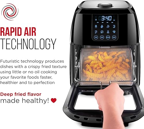 Miniatura 3 de Chefman Freidora de aire digital 4 en 1 de 63 cuartos de galón asador deshidratador horno de convección tamaño familiar XL 8 ajustes preestablecidos