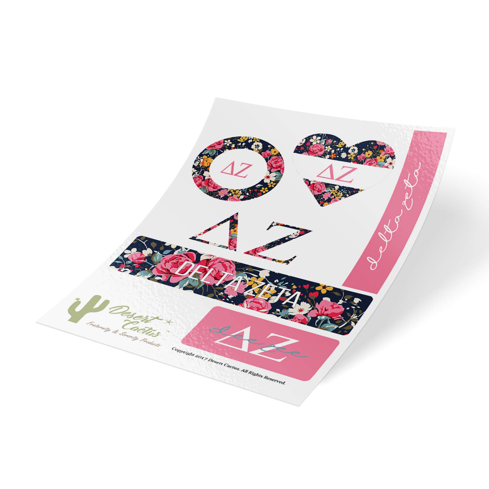 Desert Cactus Delta Zeta Sticker Classic Floral Decal Laptop Water Bottle Car dz (Sheet C. Floral)