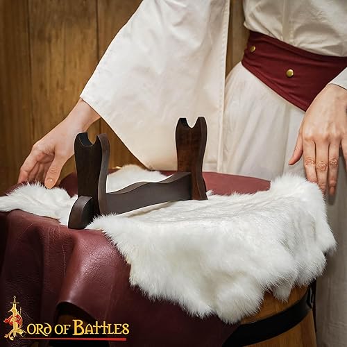 Miniatura 6 de Lord of Battles Soporte medieval de madera maciza de un solo nivel, soporte para espada, exhibición de espada de gladiador, soporte para espada