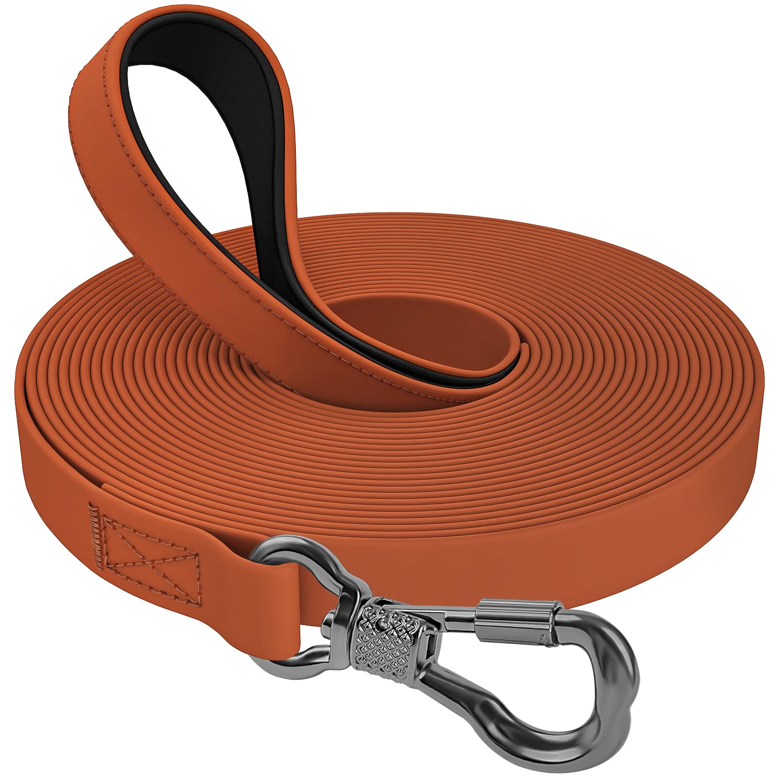 X XBEN Guinzaglio per Cani 15 Metri, Addestramento con Maniglia Imbottita, Lunghina Gommato Impermeabile, Moschettone, Resistente per Tutti i Cani, Arancione Fluo