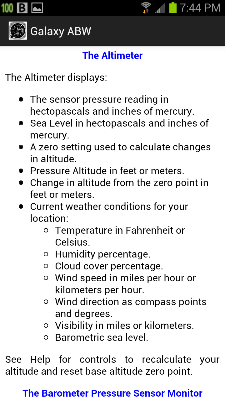 Altimeter and Barometer Monitor for Galaxy phones App on the Amazon
