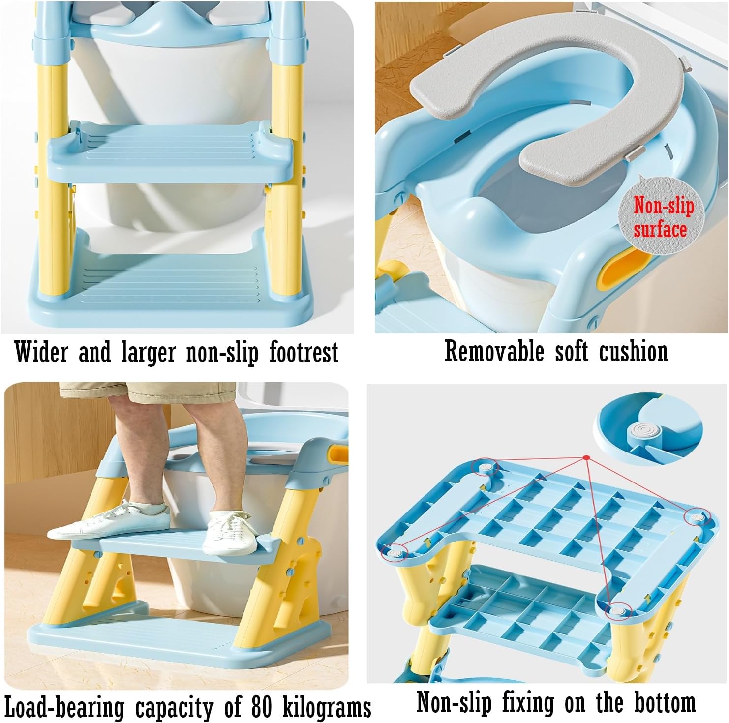KtEli 2 in 1 Potty Training Seat & Toddler Step Stool, Toddler Toilet Seat with Step Stool, Adjustable Step & Seat Height Potty Seats for Toddlers Boys Girls,Anti-Slip Pads,Urinal Splash Guard(Pink)