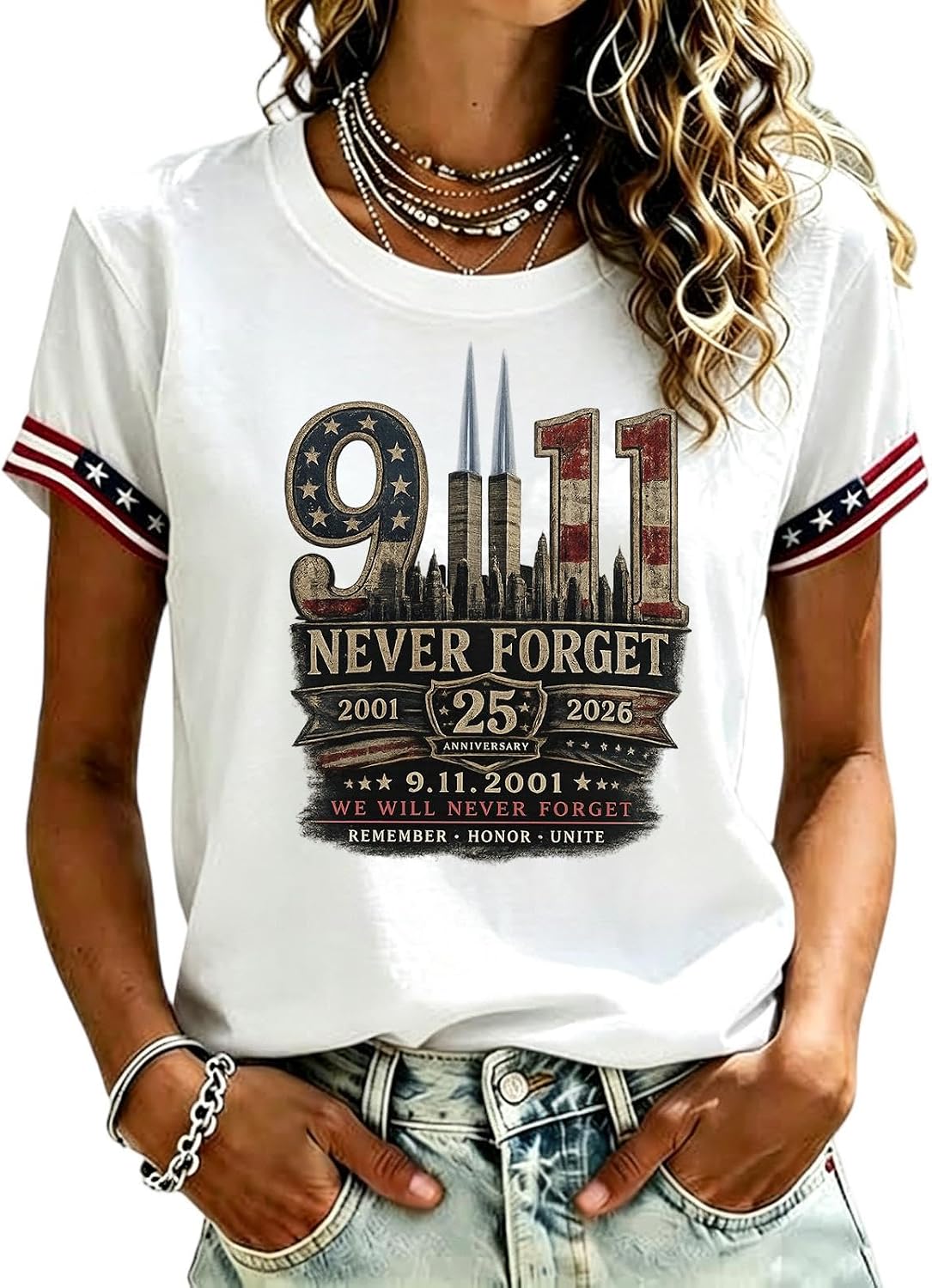 9/11 25Th Anniversary Shirt for Women Never Forget 911 Tops