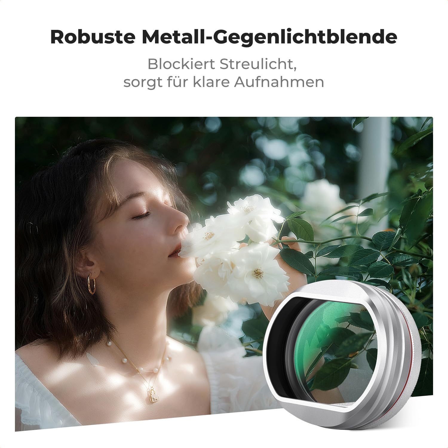 K&F CONCEPT Black Mist 1/4 Filter mit Gegenlichtblende,Objektivdeckel Kompatibel mit Fujifilm Kamera X100/X100F/X100S/X100T/X100V/X100VI-Silber (Nano-Xcel Serie)