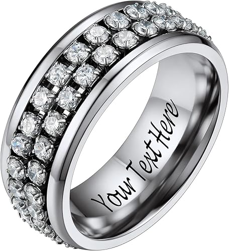 PROSTEEL Anillo giratorio para hombre, anillos de fidgit para la ansiedad, anillo de acero inoxidable de 0.315in de grosor, chapado en oro negro de