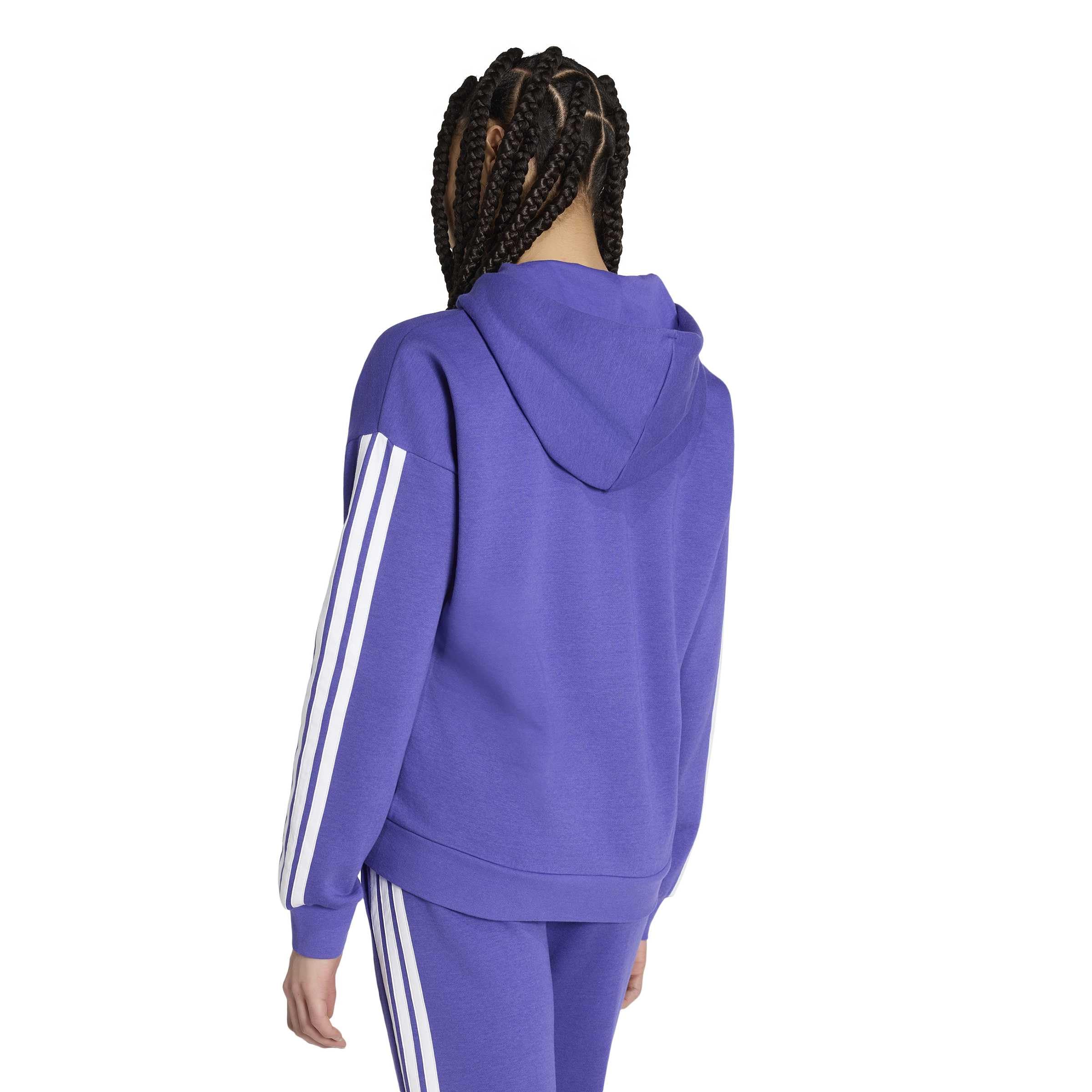 adidas Mujer Essentials 3-Stripes Full-Zip Fleece Hoodie Sweatshirt, Pure Purple/White, XS