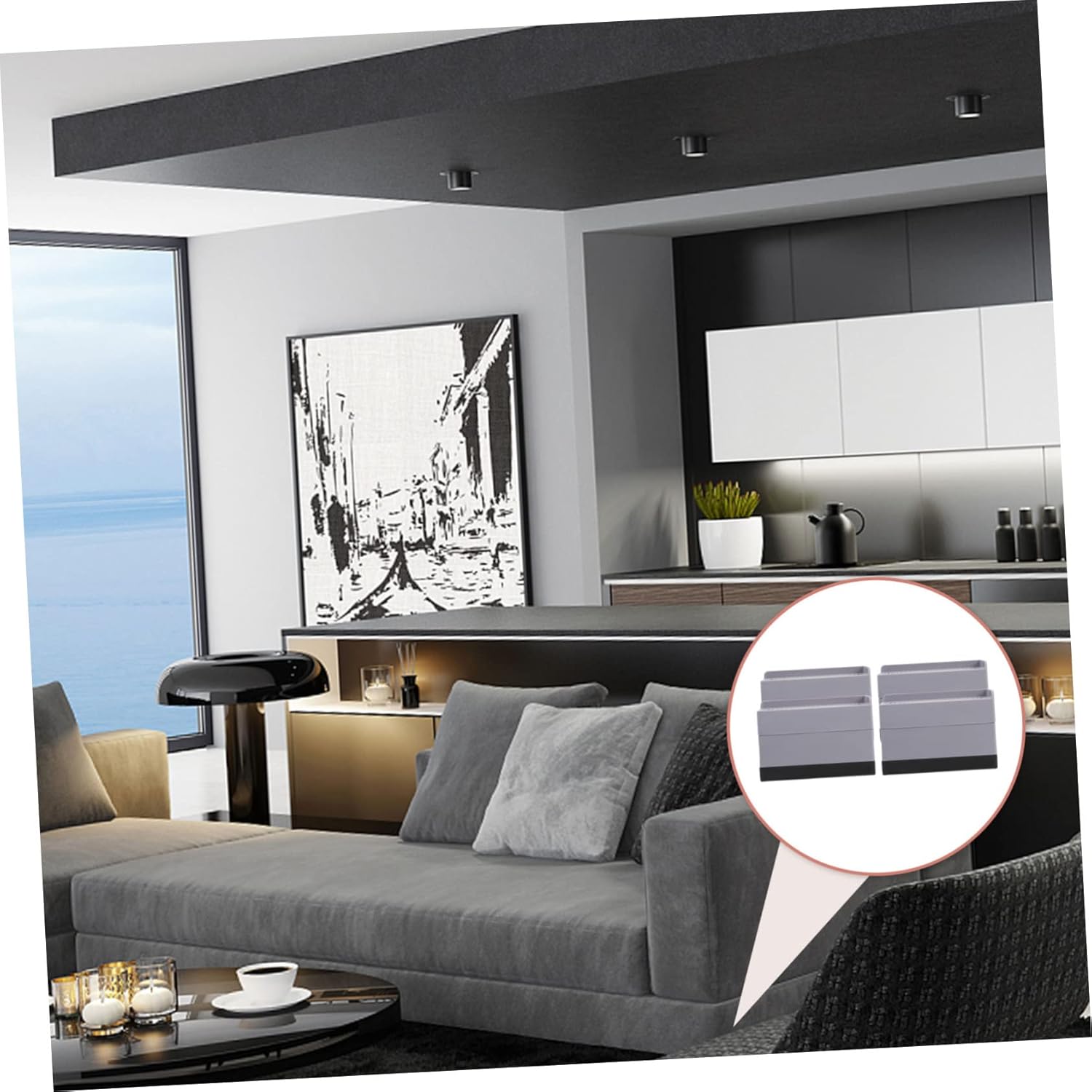 TIDTALEO 4pcs Couch Risers Sofa Leg Pads Nonslip Bed Lifters for Furniture Lifters