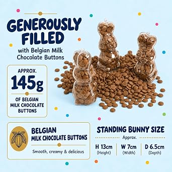 ButtonChocs Easter Chocolate Standing Bunny – Belgian Milk Chocolate Gift – Fun Easter Treat & Alternative Easter Egg