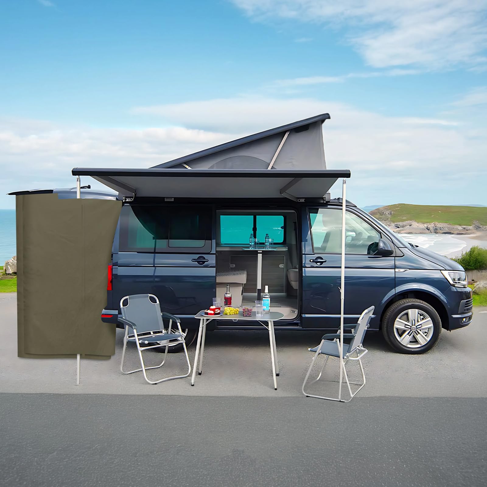 Heckzelt Ersatz für VW T4/T5/T6/T6.1, Heckklappenvorzelt Autozelt Tragbares, Wasserdichtes Auto-Heckklappenzelt für T5 T6 Bus Vor Zelt SUV Van Camping