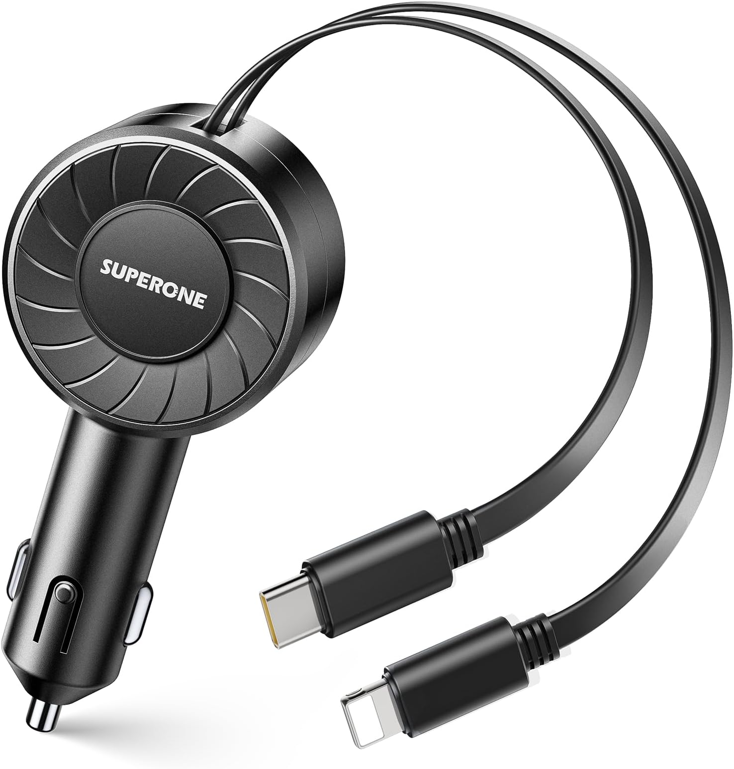 SUPERONE Retractable Car Charger with Retractable Cords, Small Fast Charge Retractable Car Phone Charger for iPhone and Android, Compatible with iPhone 17/16/15/14/13/12/11 Pro Max Samsung