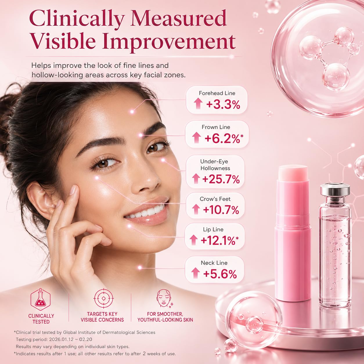 PDRN Pink Collagen Volume Multi Balm Stick with Volufiline, NAD & Collagen, 2 Pc